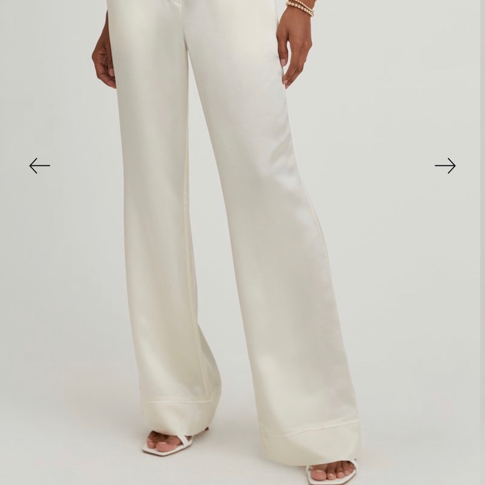 SOMETHING NAVY Cream Silk Trouser